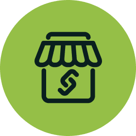 Shopify service illustration with magnifying glass and product listings