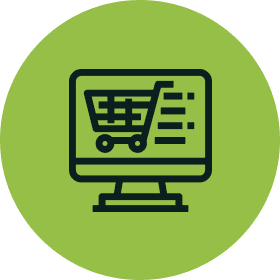 E-commerce marketing illustration with megaphone and shopping bags